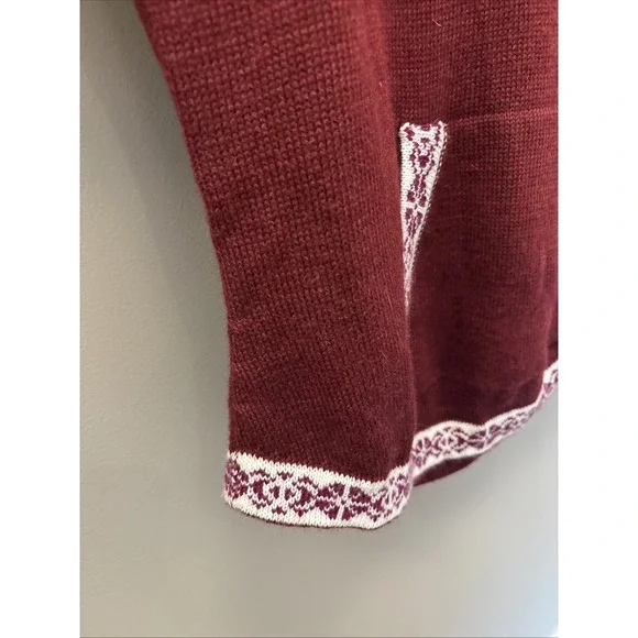 Artesania Hooded Pullover Fair Isle Sweater Lace Up Alpaca Women's Size L Peru - Picture 8 of 15